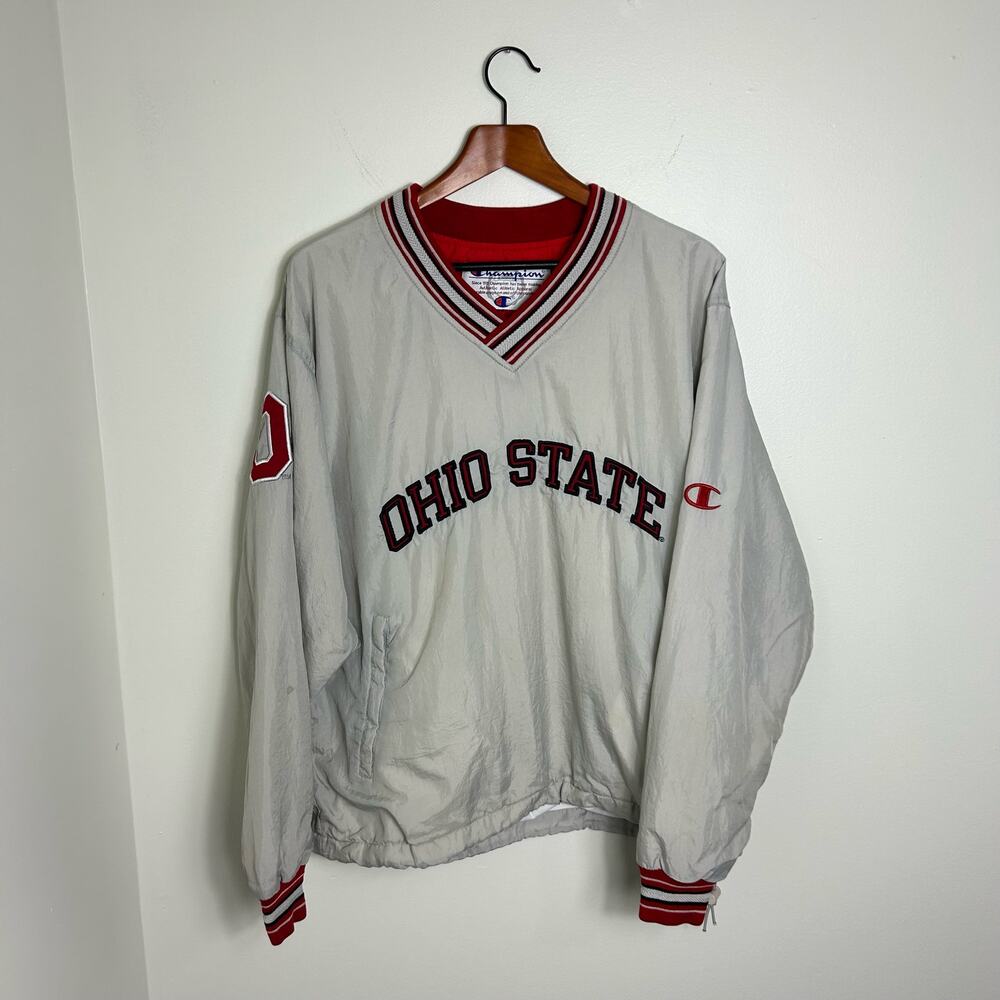 Vintage 90d Champion Gray and Red Ohio State Pullover XL